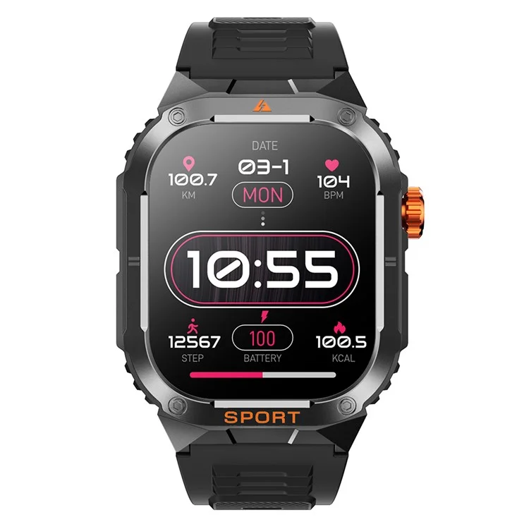 D16 Smart Watch Multifunctional Bluetooth-Compatible Calling Waterproof Pedometer Fitness Tracker for Men - Black