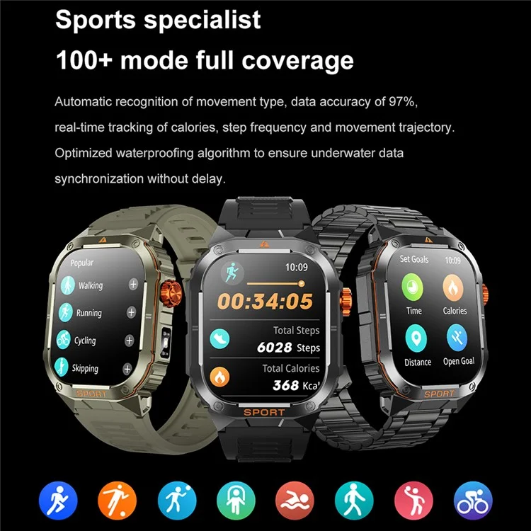 D16 Smart Watch Multifunctional Bluetooth-Compatible Calling Waterproof Pedometer Fitness Tracker for Men - Black