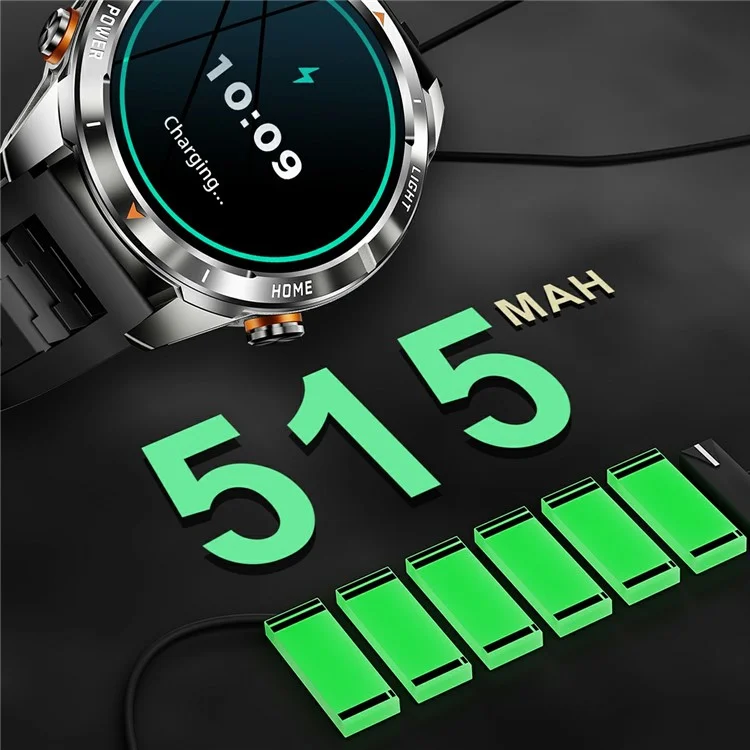 KT80 1.46 Inch Outdoor Smart Watch with Flashlight Health Monitor Multi Sport Modes Wristwatch - Black