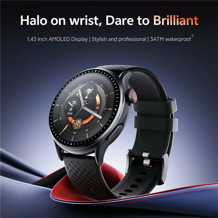 GTR3 1.43 Inch AMOLED Screen Smart Watch Bluetooth-Compatible Calling Fitness Tracker Health Monitor - Black