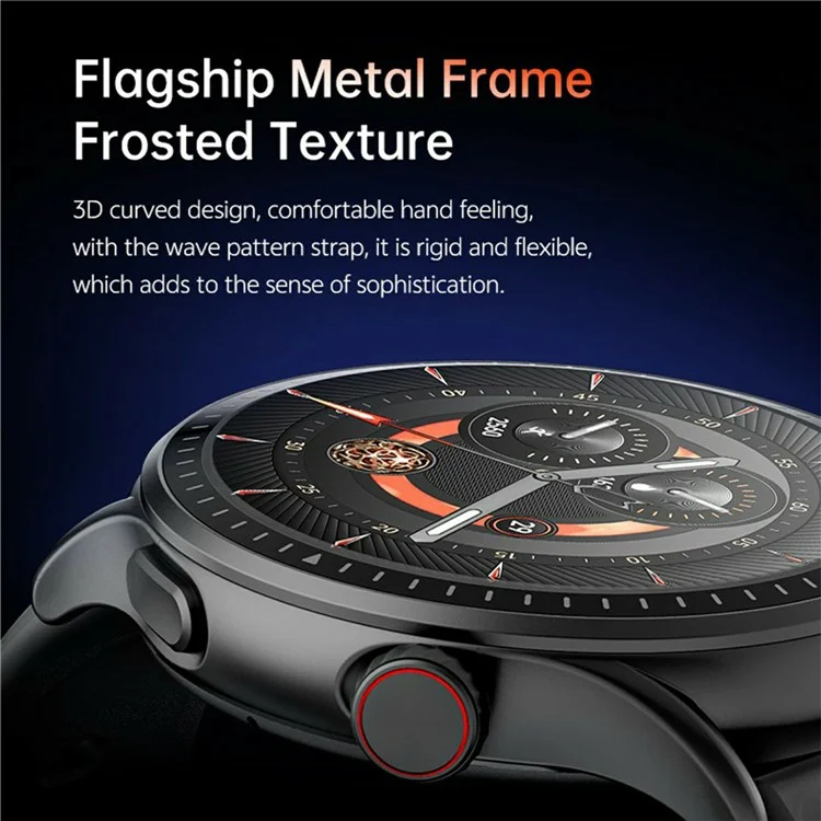 GTR3 1.43 Inch AMOLED Screen Smart Watch Bluetooth-Compatible Calling Fitness Tracker Health Monitor - Black