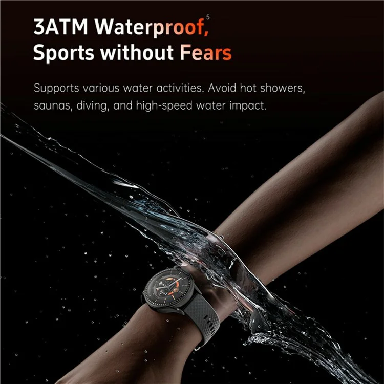 GTR3 1.43 Inch AMOLED Screen Smart Watch Bluetooth-Compatible Calling Fitness Tracker Health Monitor - Black