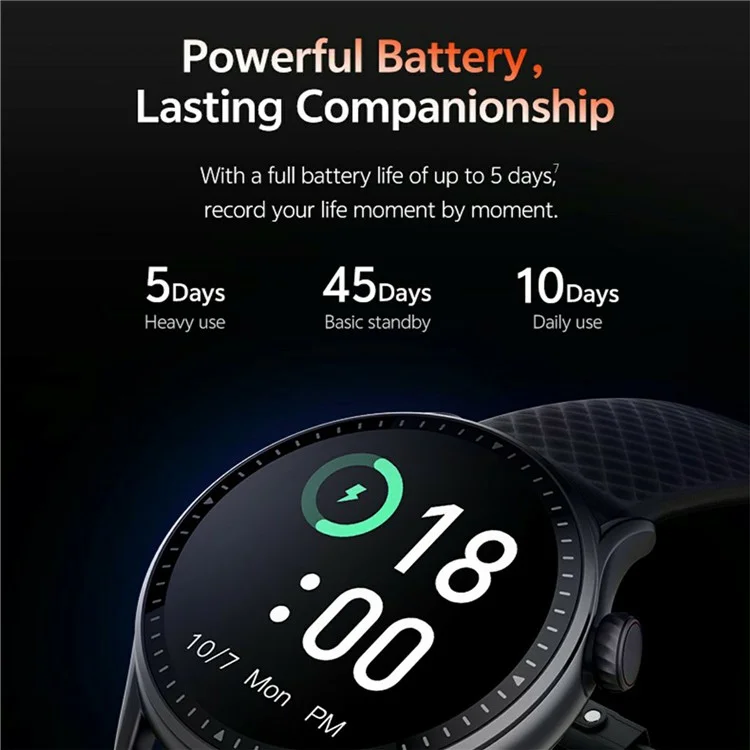 GTR3 1.43 Inch AMOLED Screen Smart Watch Bluetooth-Compatible Calling Fitness Tracker Health Monitor - Black