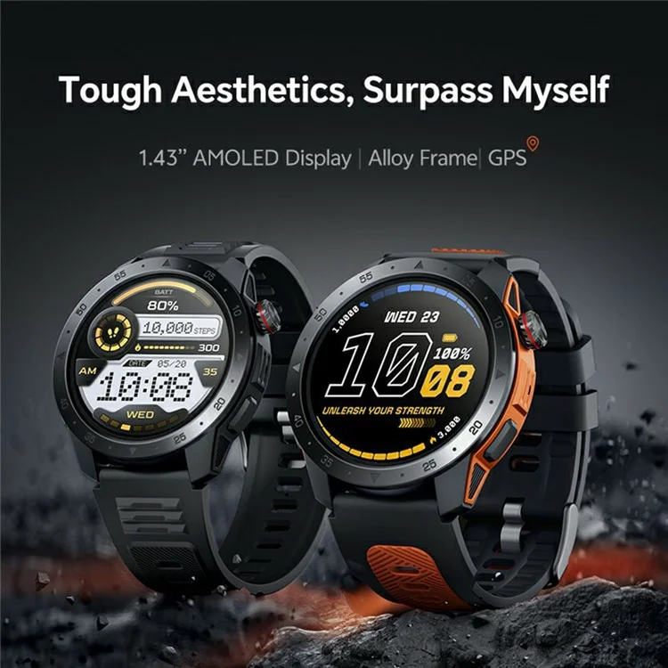 GTX2 1.43 Inch AMOLED Screen Smart Watch Multi Sport Modes Bluetooth-Compatible Calling Health Monitor - Dark Grey