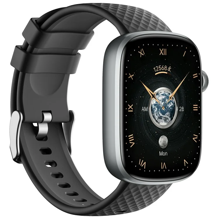 GTS8 1.95 Inch AMOLED HD Screen Smart Watch Health Monitor Bluetooth-Compatible Calling Fitness Tracker - Black