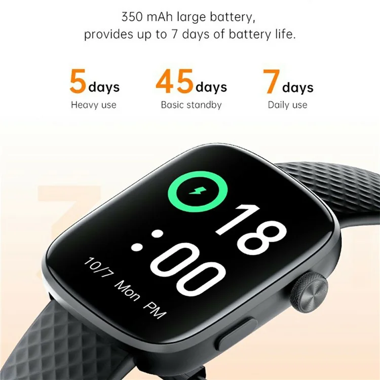 GTS8 1.95 Inch AMOLED HD Screen Smart Watch Health Monitor Bluetooth-Compatible Calling Fitness Tracker - Black