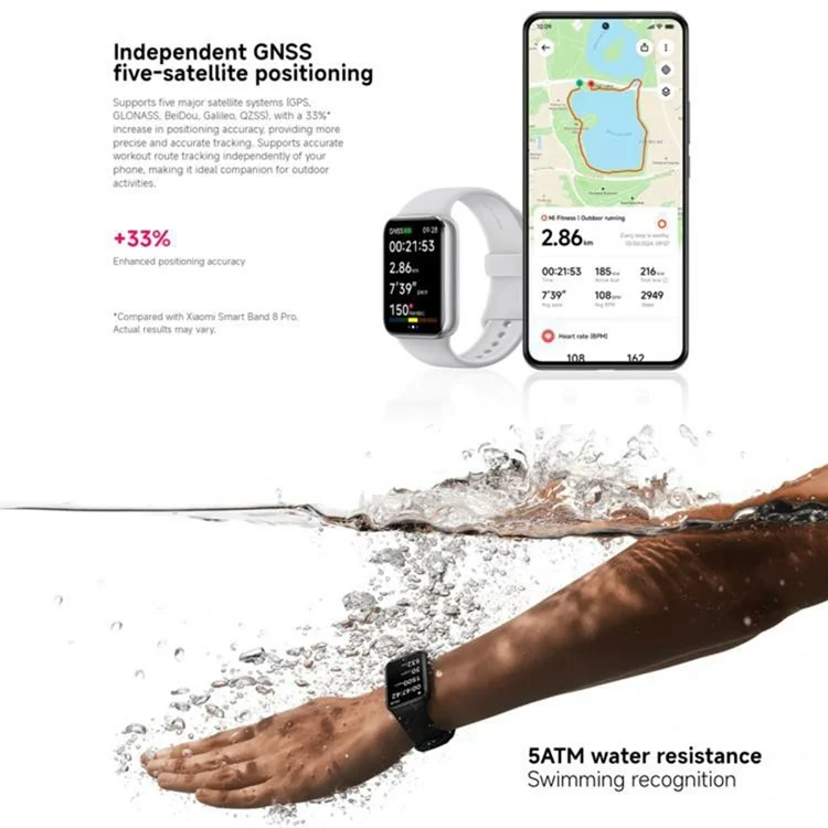XIAOMI M2401B1 Smart Band 9 Pro 1,74 Zoll AMOLED Display Fitness Tracker Herzfrequenzmonitor Uhr mit TPU Armband - Rosa+Gold