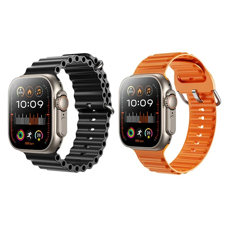 REMAX WATCH16 Letor Montre Intelligente SE Ultra 2 PRO Appels Bluetooth IP67 Étanche Surveillance de la Santé - Or Titane (Bracelets Noir + Orange)