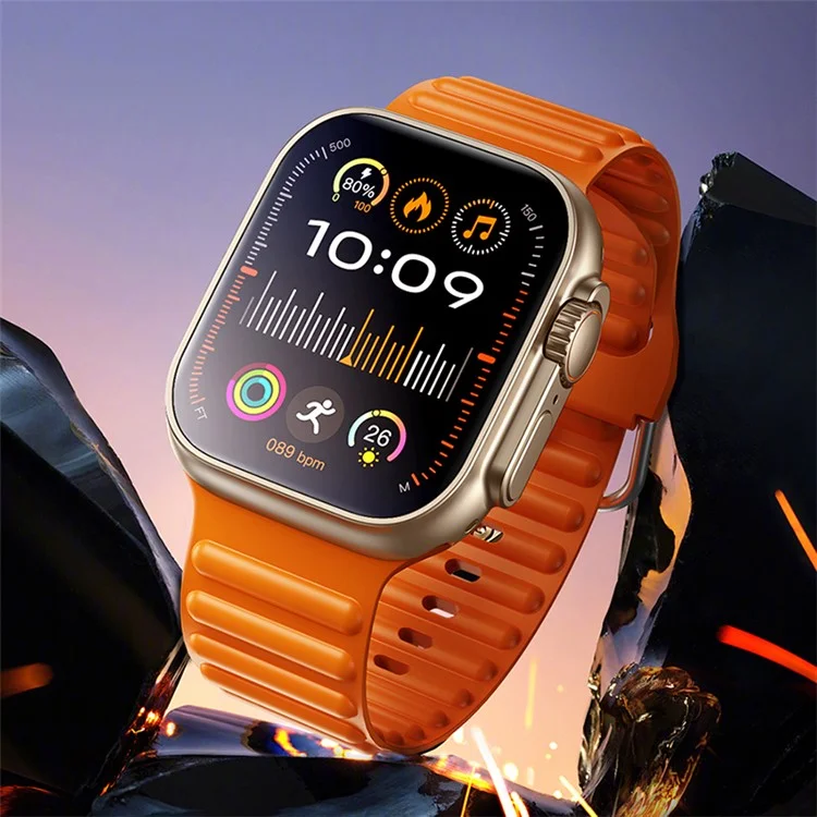 REMAX WATCH16 Letor Montre Intelligente SE Ultra 2 PRO Appels Bluetooth IP67 Étanche Surveillance de la Santé - Or Titane (Bracelets Noir + Orange)