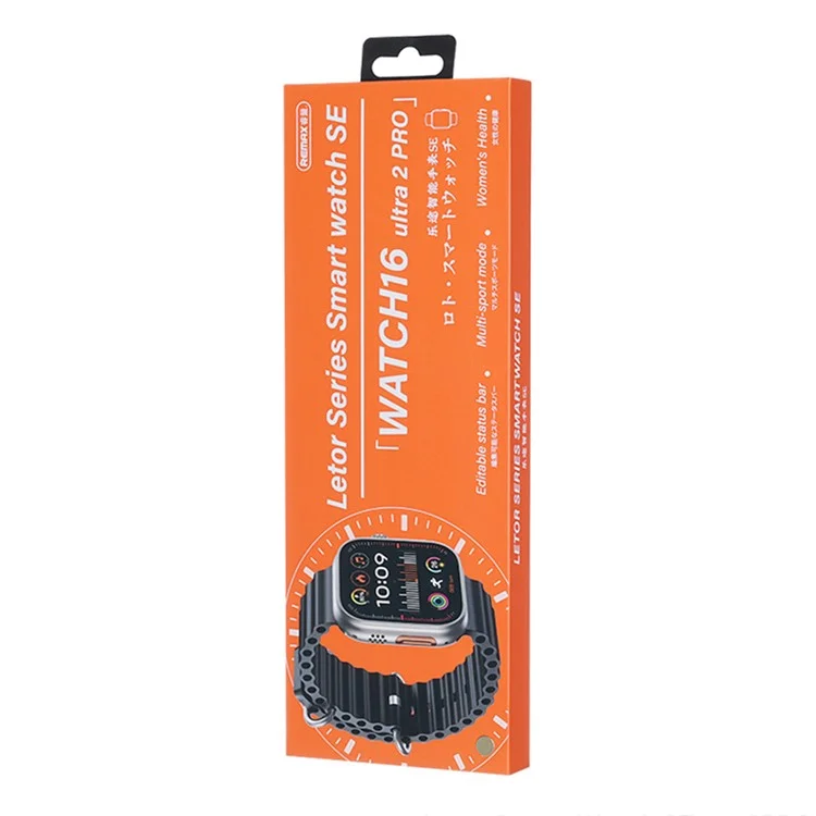 REMAX WATCH16 Letor Montre Intelligente SE Ultra 2 PRO Appels Bluetooth IP67 Étanche Surveillance de la Santé - Or Titane (Bracelets Noir + Orange)