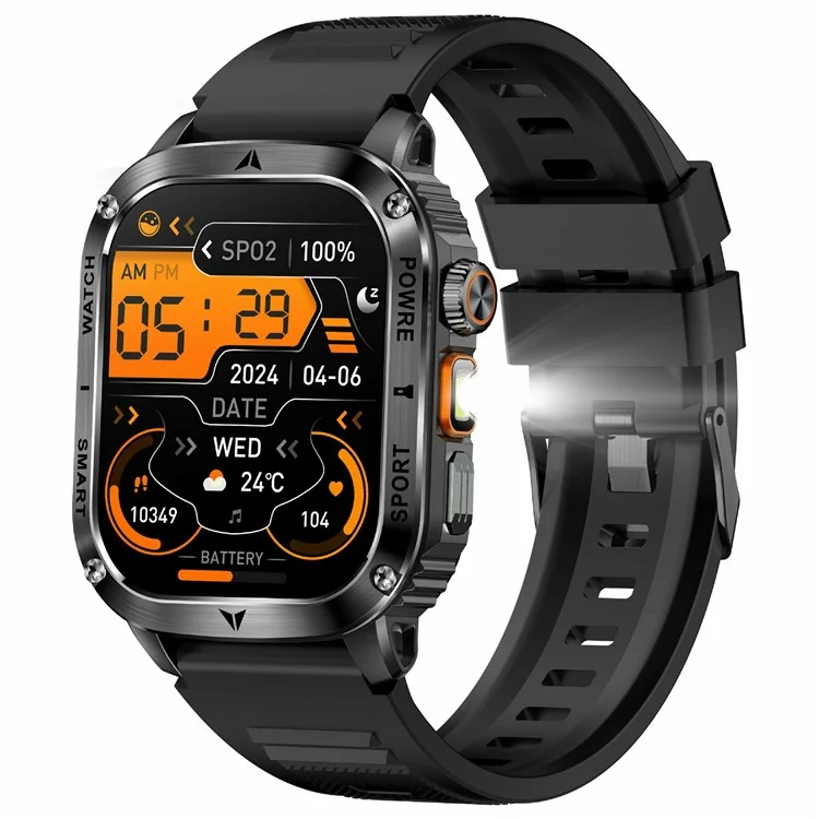 AK80 2.01 Inch HD Screen Smart Watch Bluetooth-Compatible Calling Heart Rate Monitor Sports Tracker, Silicone Strap - Black