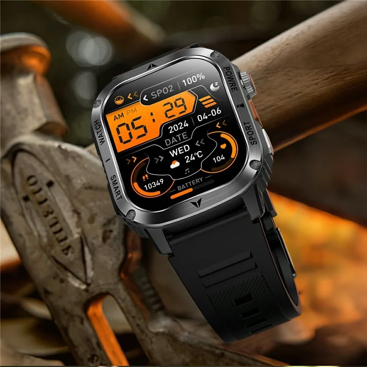 AK80 2.01 Inch HD Screen Smart Watch Bluetooth-Compatible Calling Heart Rate Monitor Sports Tracker, Steel Strap - Black