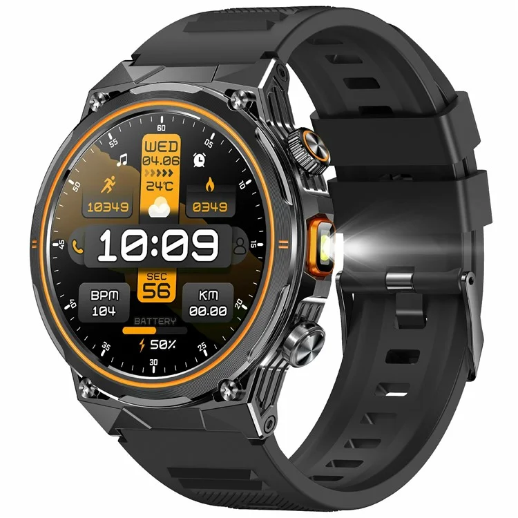 AK81 1.46 Inch IPS Screen Smart Watch Heart Rate Monitor Bluetooth-Compatible Calling Sports Wristwatch, Silicone Strap - Black