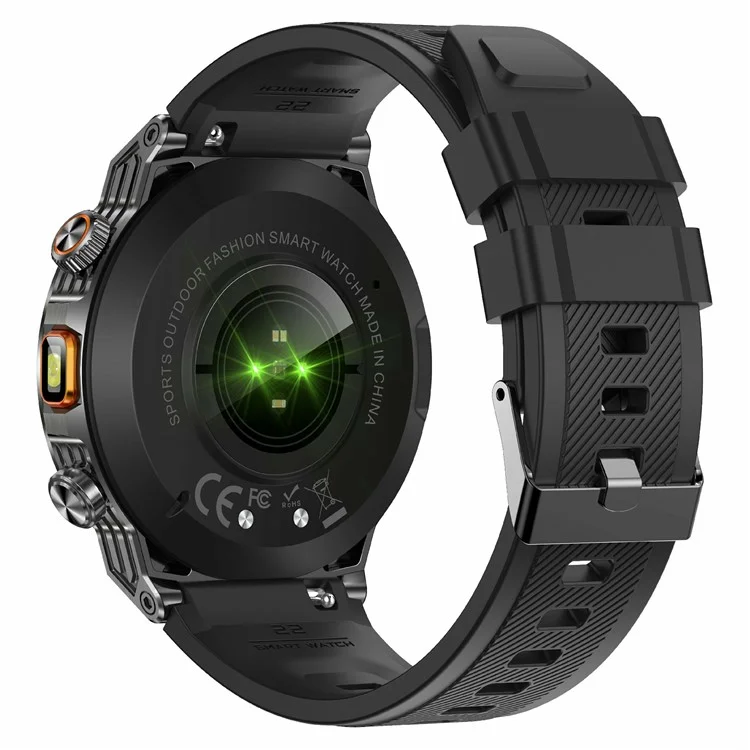 AK81 1.46 Inch IPS Screen Smart Watch Heart Rate Monitor Bluetooth-Compatible Calling Sports Wristwatch, Silicone Strap - Black