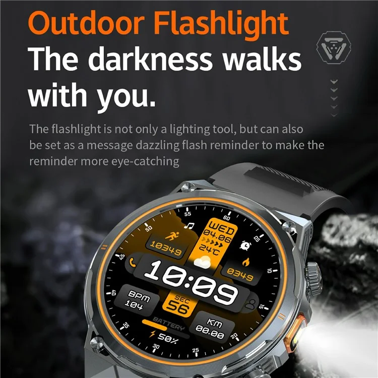 AK81 1.46 Inch IPS Screen Smart Watch Heart Rate Monitor Bluetooth-Compatible Calling Sports Wristwatch, Silicone Strap - Black