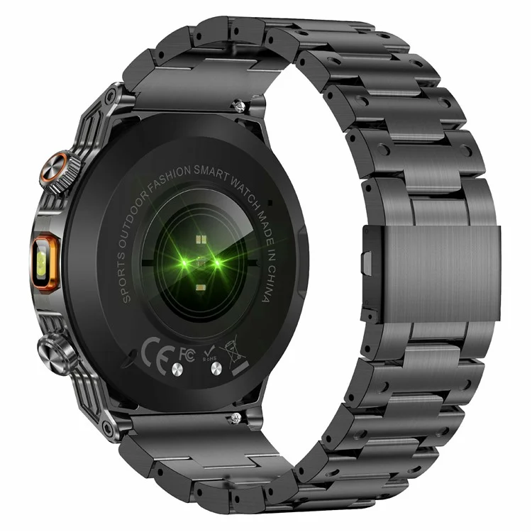 AK81 1,46 Zoll IPS-Bildschirm Smartwatch Herzfrequenzmesser Bluetooth-kompatible Anrufe Sportuhr, Stahlarmband - Schwarz