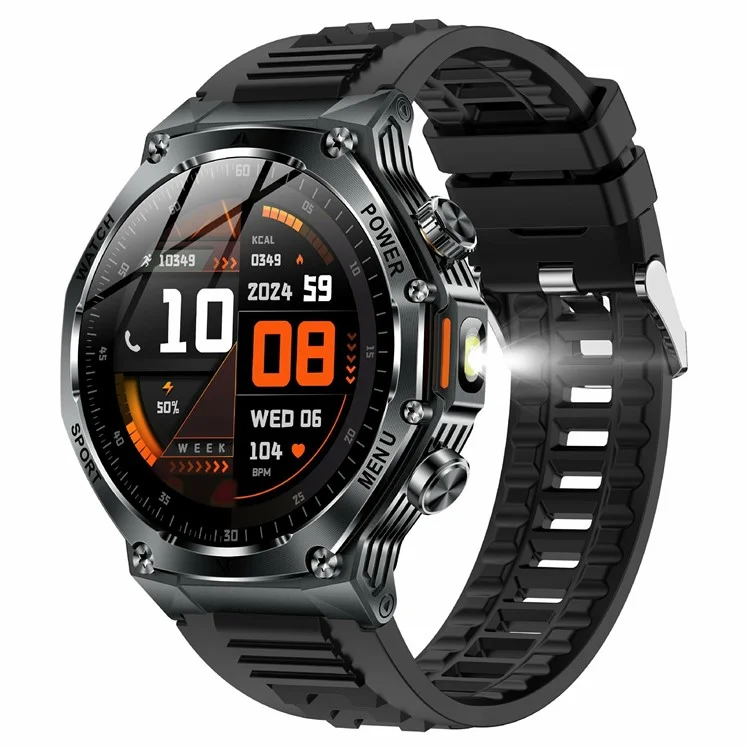 AK82 1.8 Inch Screen Smart Watch Bluetooth-Compatible Calling Heart Rate Monitor Sports Tracker, Silicone Strap - Black