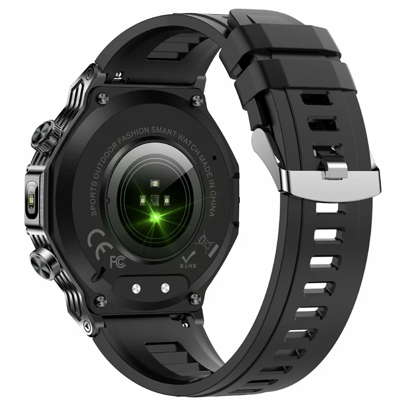 AK82 1.8 Inch Screen Smart Watch Bluetooth-Compatible Calling Heart Rate Monitor Sports Tracker, Silicone Strap - Black