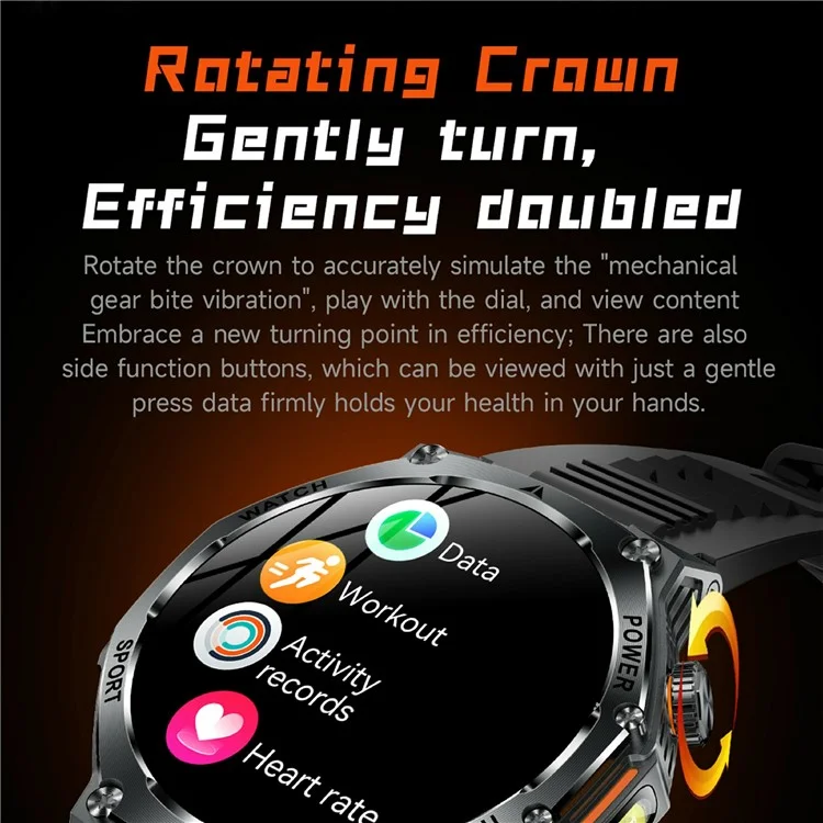 AK82 1.8 Inch Screen Smart Watch Bluetooth-Compatible Calling Heart Rate Monitor Sports Tracker, Silicone Strap - Black