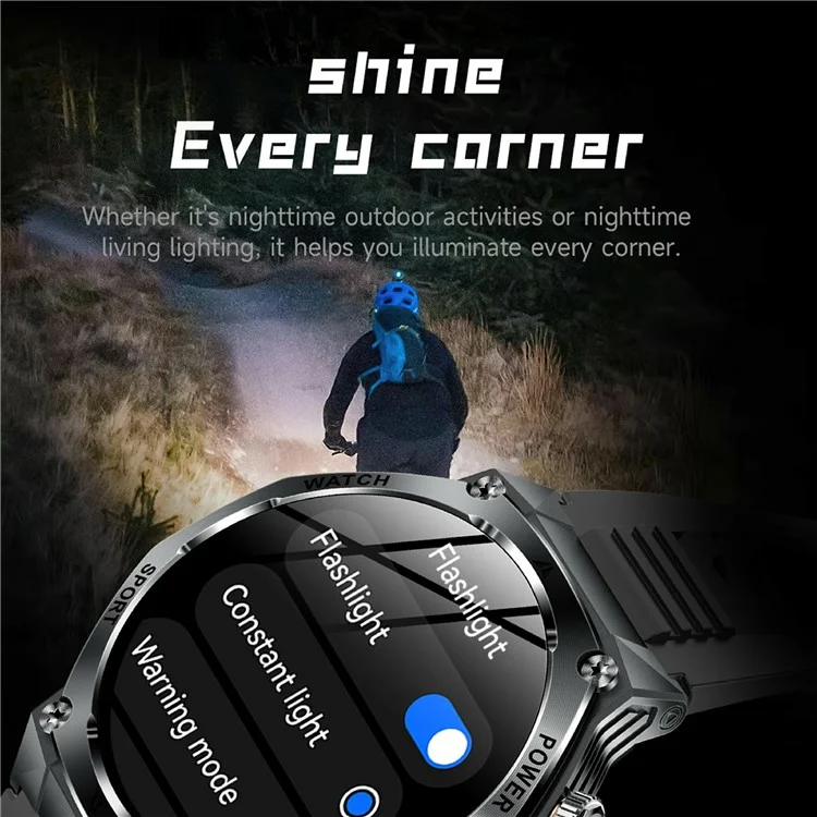 AK82 1.8 Inch Screen Smart Watch Bluetooth-Compatible Calling Heart Rate Monitor Sports Tracker, Silicone Strap - Black