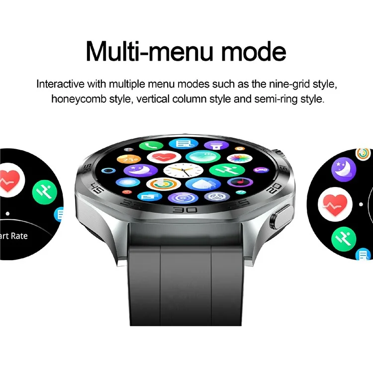 AK83 TPU Strap Smart Watch Bluetooth-Compatible Call Heart Rate Blood Pressure Monitor Sports Watch - Black