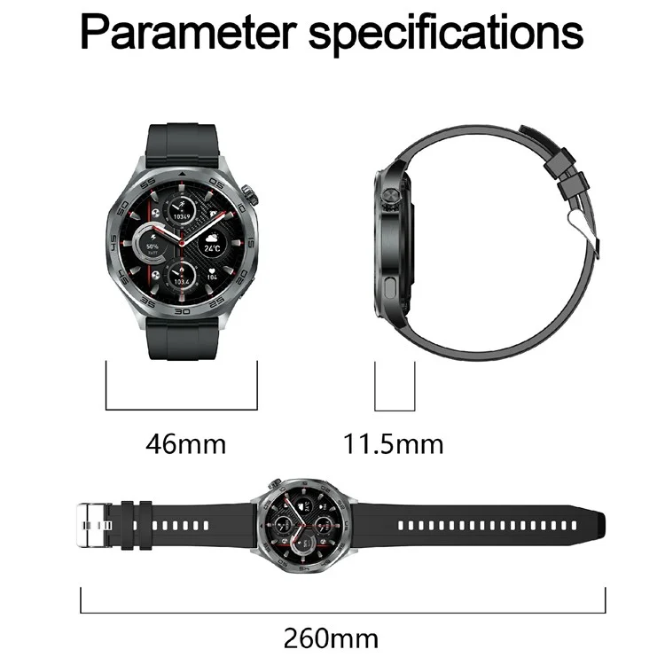 AK83 TPU Strap Smart Watch Bluetooth-Compatible Call Heart Rate Blood Pressure Monitor Sports Watch - Black