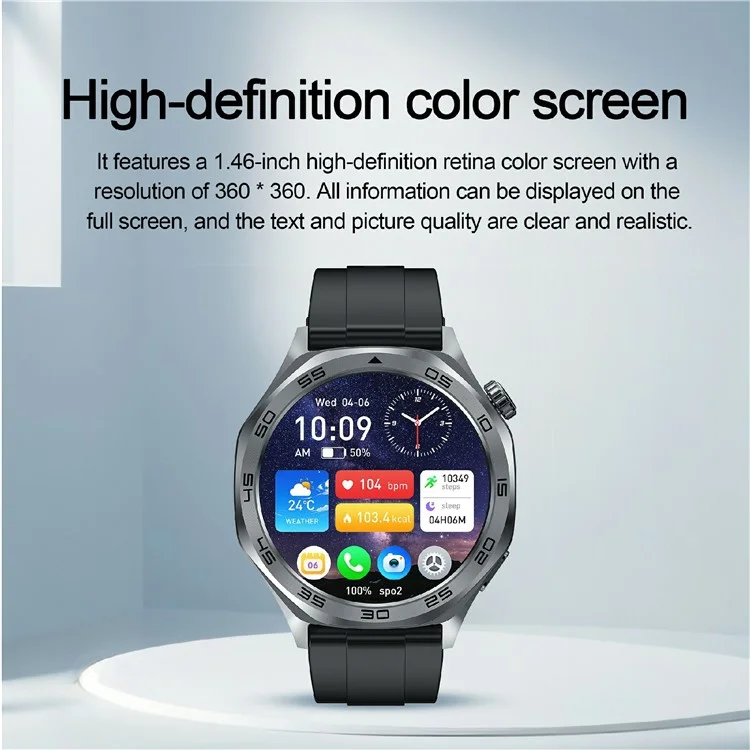 AK83 TPU Strap Smart Watch Bluetooth-Compatible Call Heart Rate Blood Pressure Monitor Sports Watch - Black