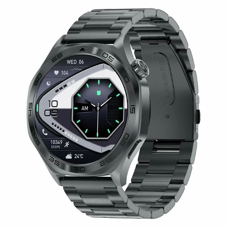AK83 Многофункциональные спортивные наручные часы с Bluetooth-совместимыми вызовами, Монитор здоровья Смарт-часы, Стальной ремешок - Черный
