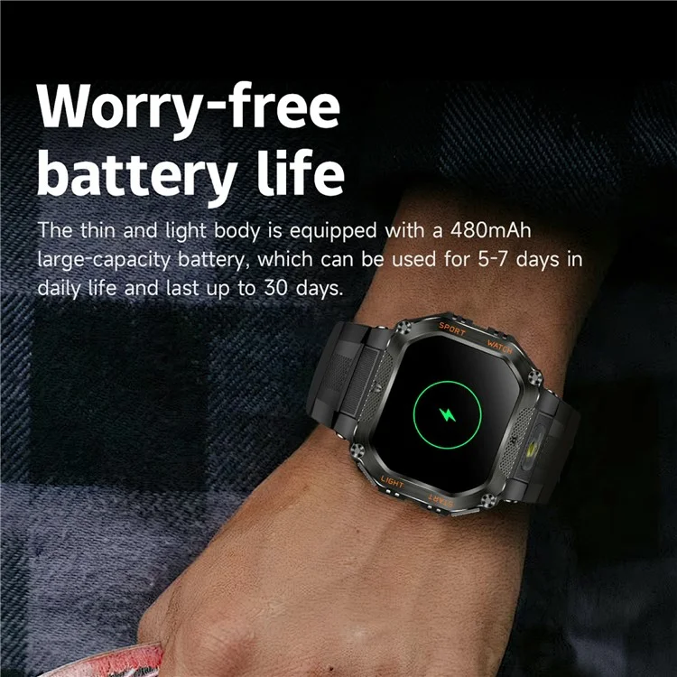 HT34 Smartwatch Deportivo para Exteriores Fitness Tracker Resistente al Agua 30M con Monitor de Frecuencia Cardíaca / Oxígeno en Sangre / Sueño - Negro