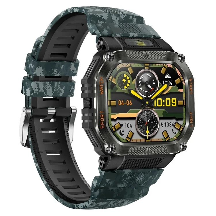 HT34 Montre connectée de sport outdoor Tracker de fitness Étanche 30M avec Fréquence cardiaque / Oxygène sanguin / Suivi du sommeil - Camouflage