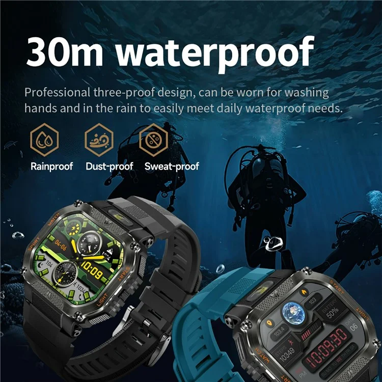 HT34 Montre connectée de sport outdoor Tracker de fitness Étanche 30M avec Fréquence cardiaque / Oxygène sanguin / Suivi du sommeil - Camouflage