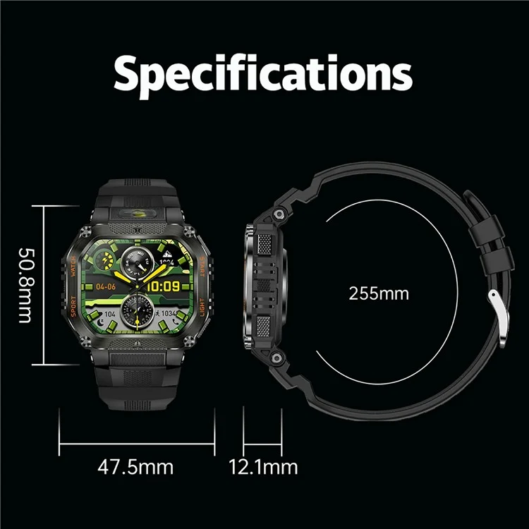 HT34 Montre connectée de sport outdoor Tracker de fitness Étanche 30M avec Fréquence cardiaque / Oxygène sanguin / Suivi du sommeil - Camouflage