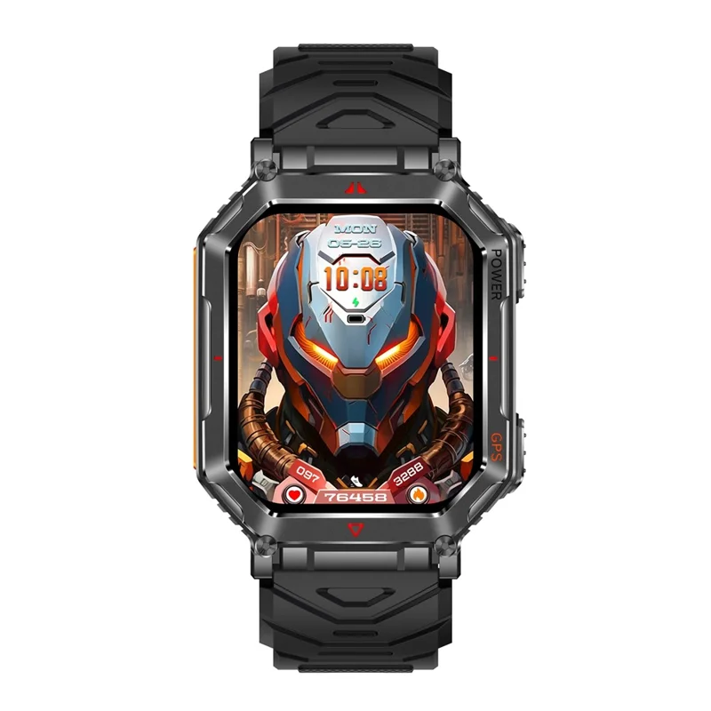 KR92 Smart Watch Bluetooth-Compatible Calling GPS Waterproof Chat GPT Voice Assistant Outdoor Sports Watch - Black