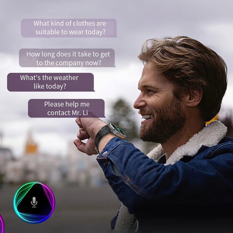 KR92 Smart Watch Bluetooth-Compatible Calling GPS Waterproof Chat GPT Voice Assistant Outdoor Sports Watch - Black