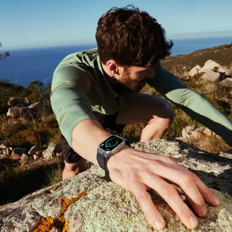 KR92 Smartwatch Bluetooth-kompatibel Anrufe GPS Wasserdicht Chat GPT Sprachassistent Outdoor-Sportuhr - Orange Tarnfarbe