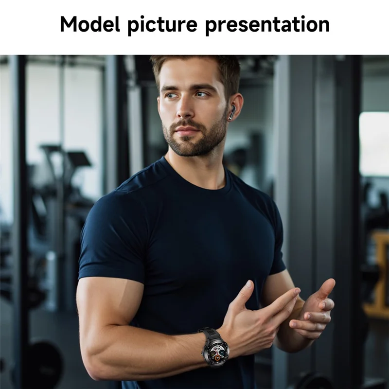 D13 Silicone Strap Smart Watch with Bluetooth-Compatible Earbuds 2 in 1 Fitness Tracker Touchscreen Smartwatch - Black