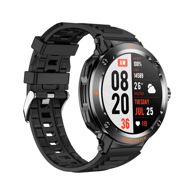 D13 Silicone Strap Smart Watch with Bluetooth-Compatible Earbuds 2 in 1 Fitness Tracker Touchscreen Smartwatch - Black