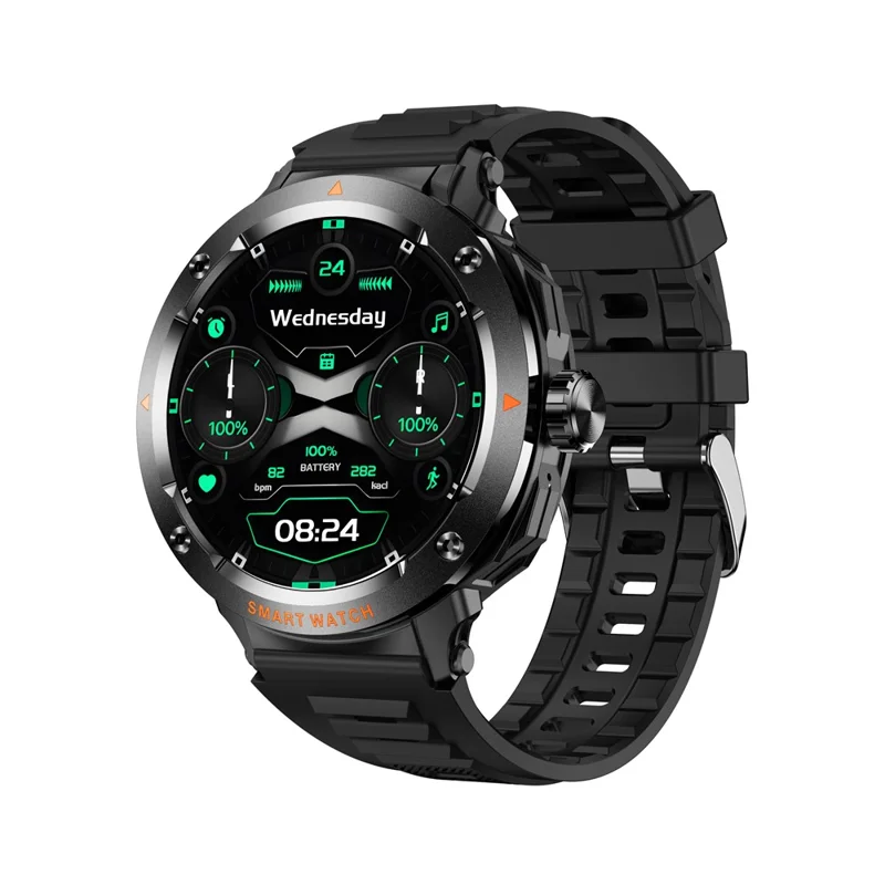 D13 Silicone Strap Smart Watch with Bluetooth-Compatible Earbuds 2 in 1 Fitness Tracker Touchscreen Smartwatch - Black
