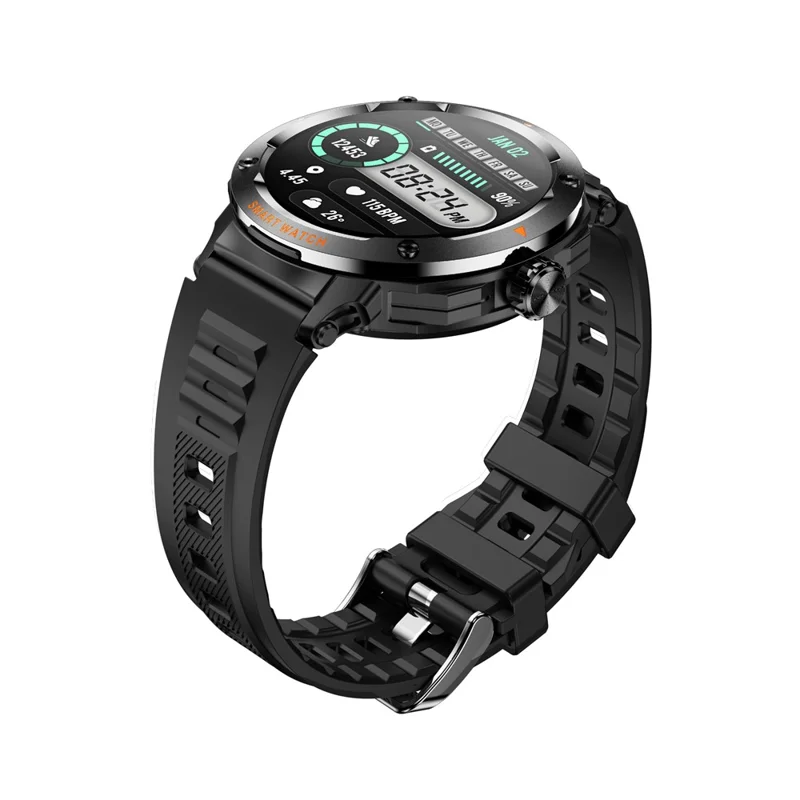 D13 Silicone Strap Smart Watch with Bluetooth-Compatible Earbuds 2 in 1 Fitness Tracker Touchscreen Smartwatch - Black