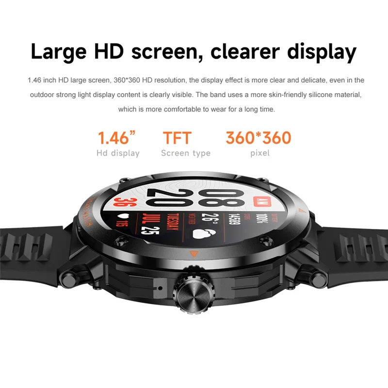 D13 Silicone Strap Smart Watch with Bluetooth-Compatible Earbuds 2 in 1 Fitness Tracker Touchscreen Smartwatch - Grey