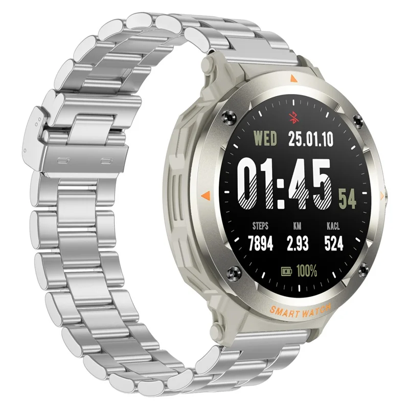 D13 Steel Strap Smart Watch with Bluetooth-Compatible Earbuds 2 in 1 Fitness Tracker Touchscreen Smartwatch - Grey