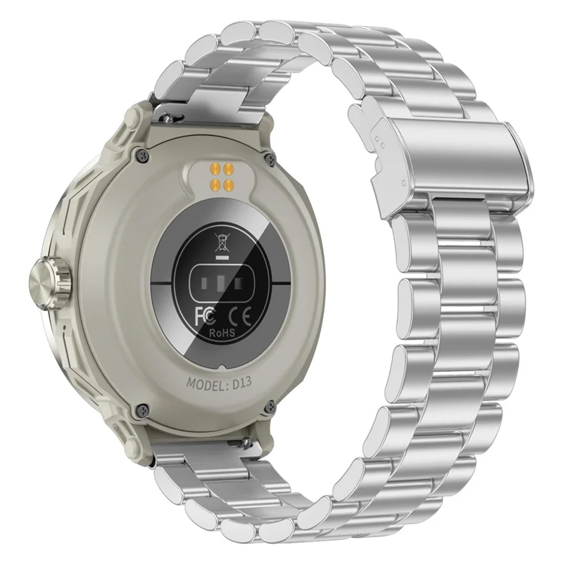 D13 Steel Strap Smart Watch with Bluetooth-Compatible Earbuds 2 in 1 Fitness Tracker Touchscreen Smartwatch - Grey