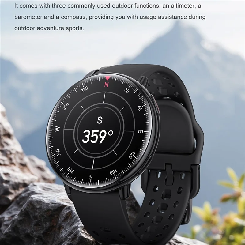 HD21 Women GPS Smartwatch Fitness Tracker Outdoor Sports Waterproof Compass Altimeter Barometer Watch - Black