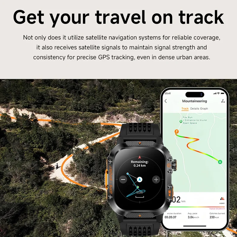 HT36 GPS Smartwatch Precise Positioning Outdoor Sports Fitness Tracker Waterproof Smart Watch - Blue