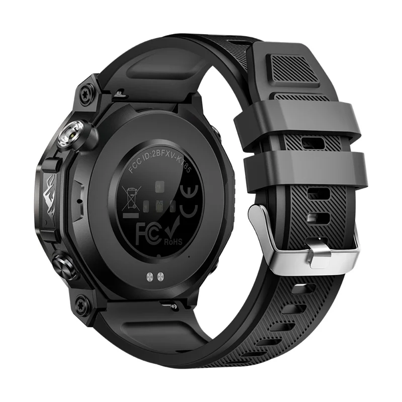 Montre Intelligente KT85 Étanche et Robuste Compatible Bluetooth avec Lampe Torche LED, Tracker de Fitness Sports - Noir