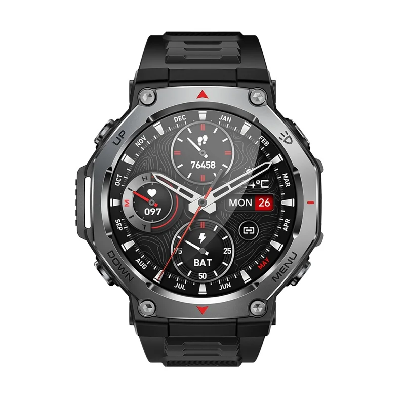 Montre Intelligente KT85 Étanche et Robuste Compatible Bluetooth avec Lampe Torche LED, Tracker de Fitness Sports - Noir