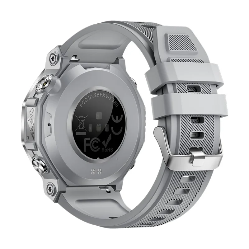 KT85 Smart Watch Waterproof Rugged Outdoor Bluetooth-Compatible Call LED Flashlight Sports Fitness Tracker Watch - Silver
