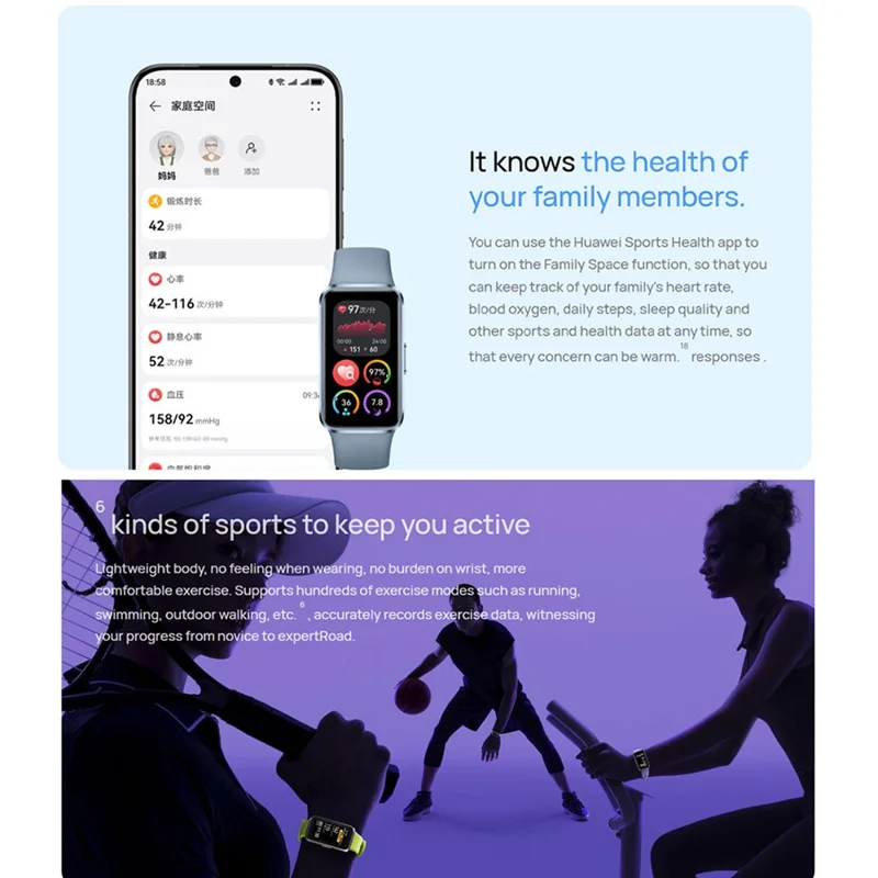 HUAWEI Band 10 Pulseira Inteligente de 1,47 Polegadas AMOLED Rastreador de Fitness com Caixa de Liga de Alumínio e Monitoramento de Saúde - Preto