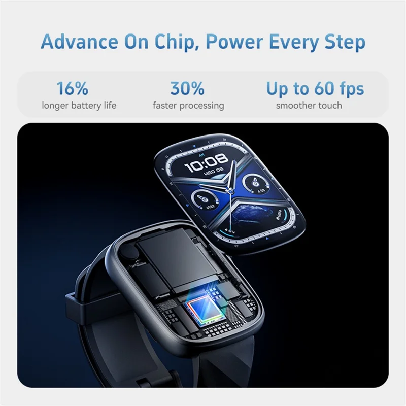 GTS10 Smartwatch de 1,95 Polegadas com Tela AMOLED HD, Monitoramento de Saúde, Chamadas Bluetooth e Rastreador de Fitness - Preto