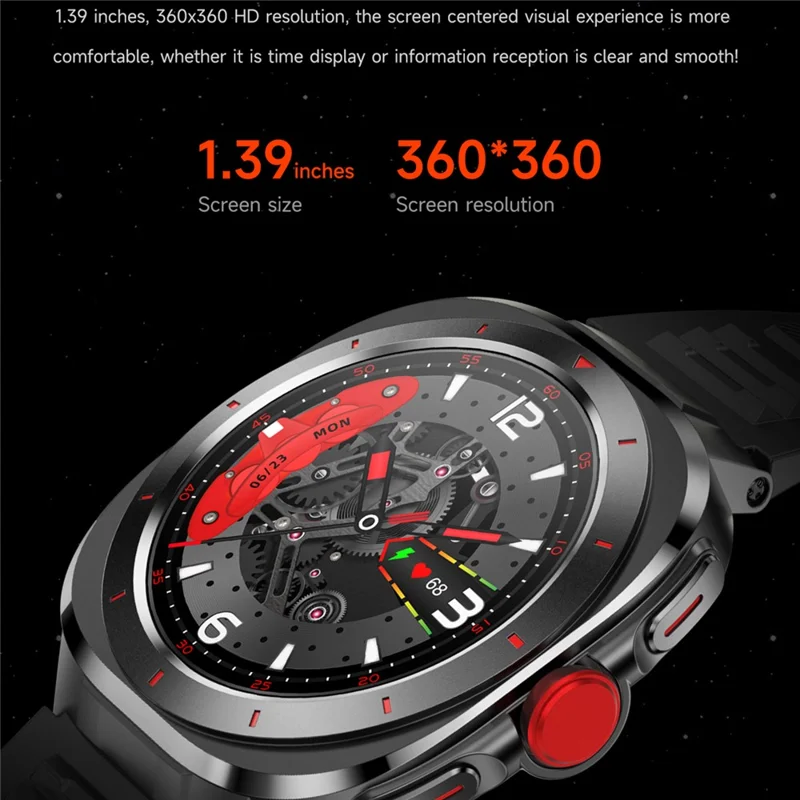GE33 1,39 Zoll Smartwatch Bluetooth-kompatibel Anrufe Gesundheitsmonitor Sporttacker Armbanduhr